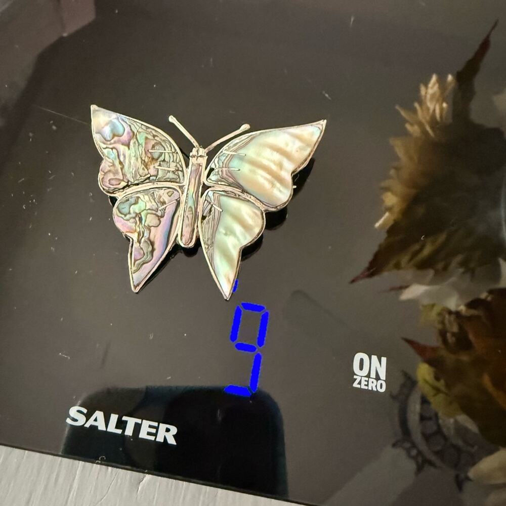 925 Sterling Silver Abalone Mexico Butterfly Pin Brooch VINTAGE - Picture 8 of 8